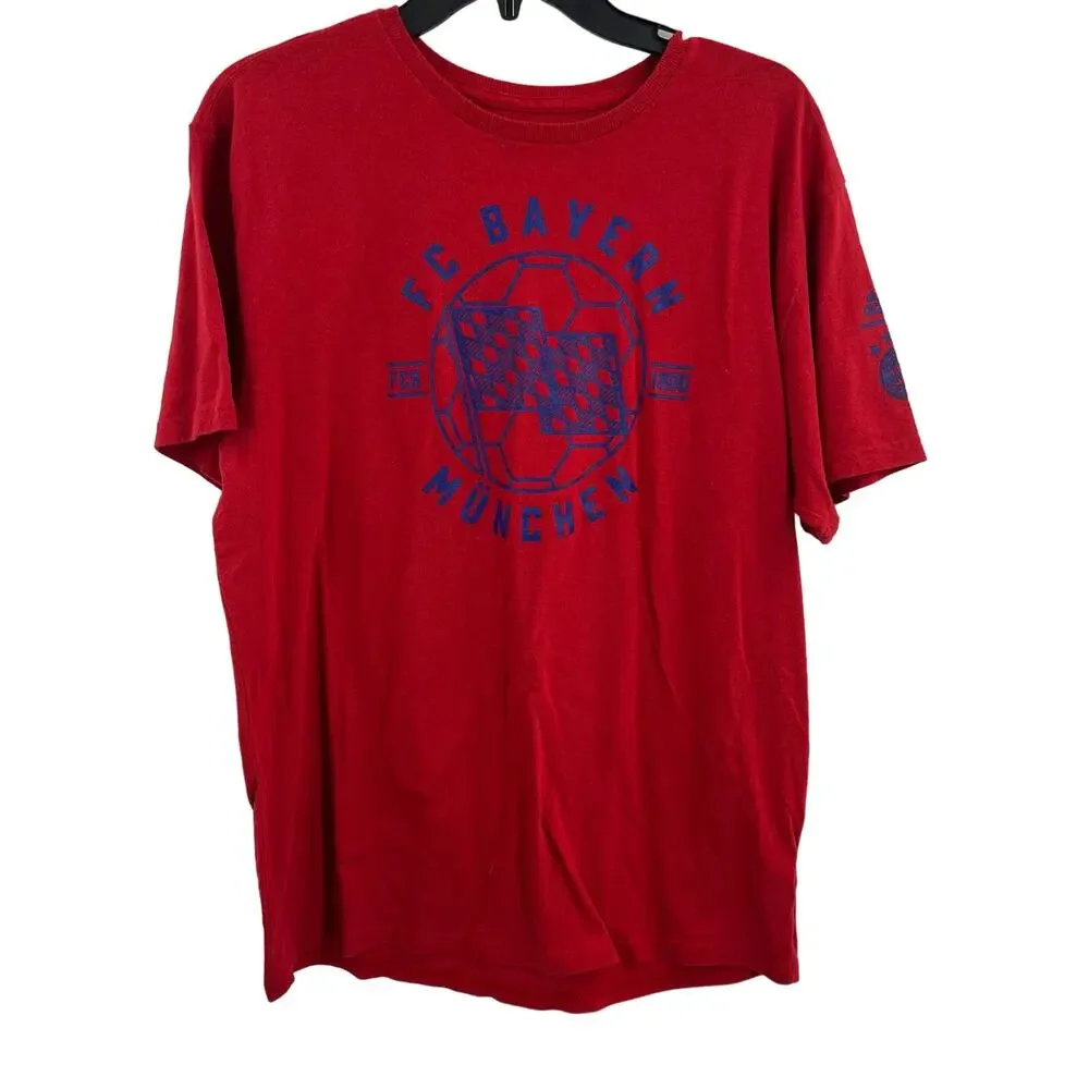 adidas F.C Bayern Munich Men Soccer Tee Football Red‎ Large